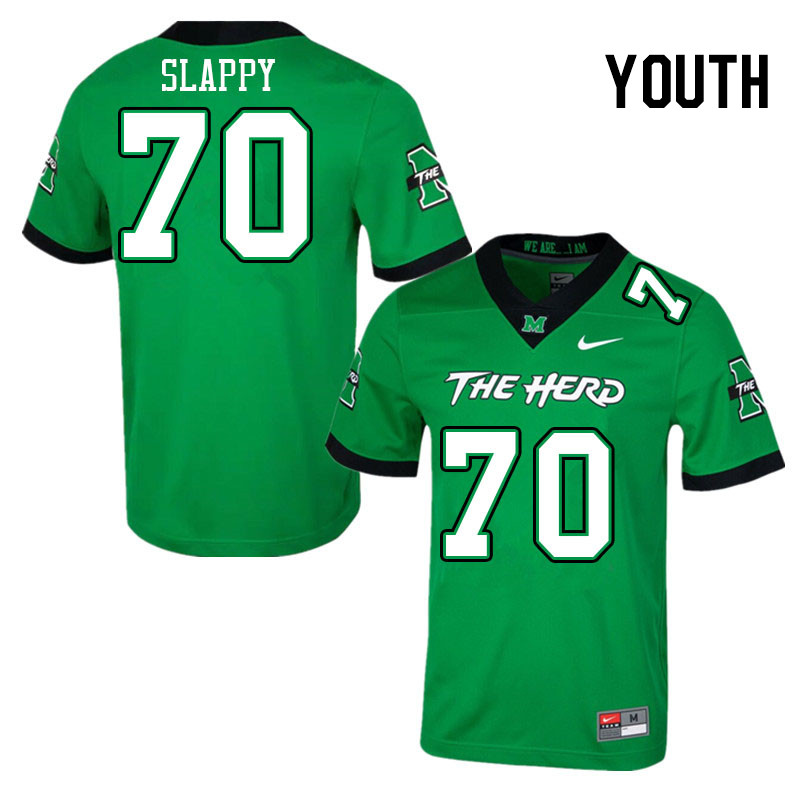 Youth #70 Jalen Slappy Marshall Thundering Herd College Football Jerseys Stitched-Green